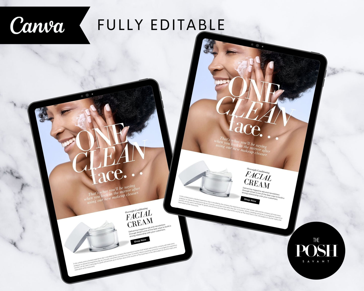 T00028 High End Cosmetic Email/Magazine Ad Template - Minimalist High End Marketing