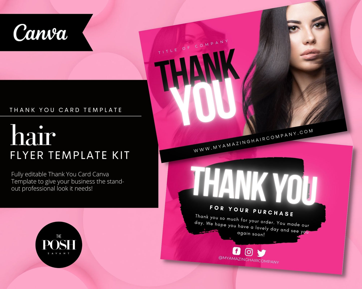 Minimalist Hair Thank You Card Template