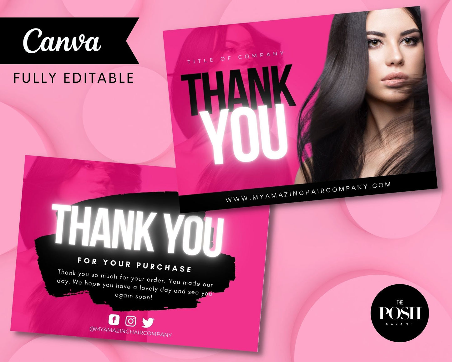 Minimalist Hair Thank You Card Template
