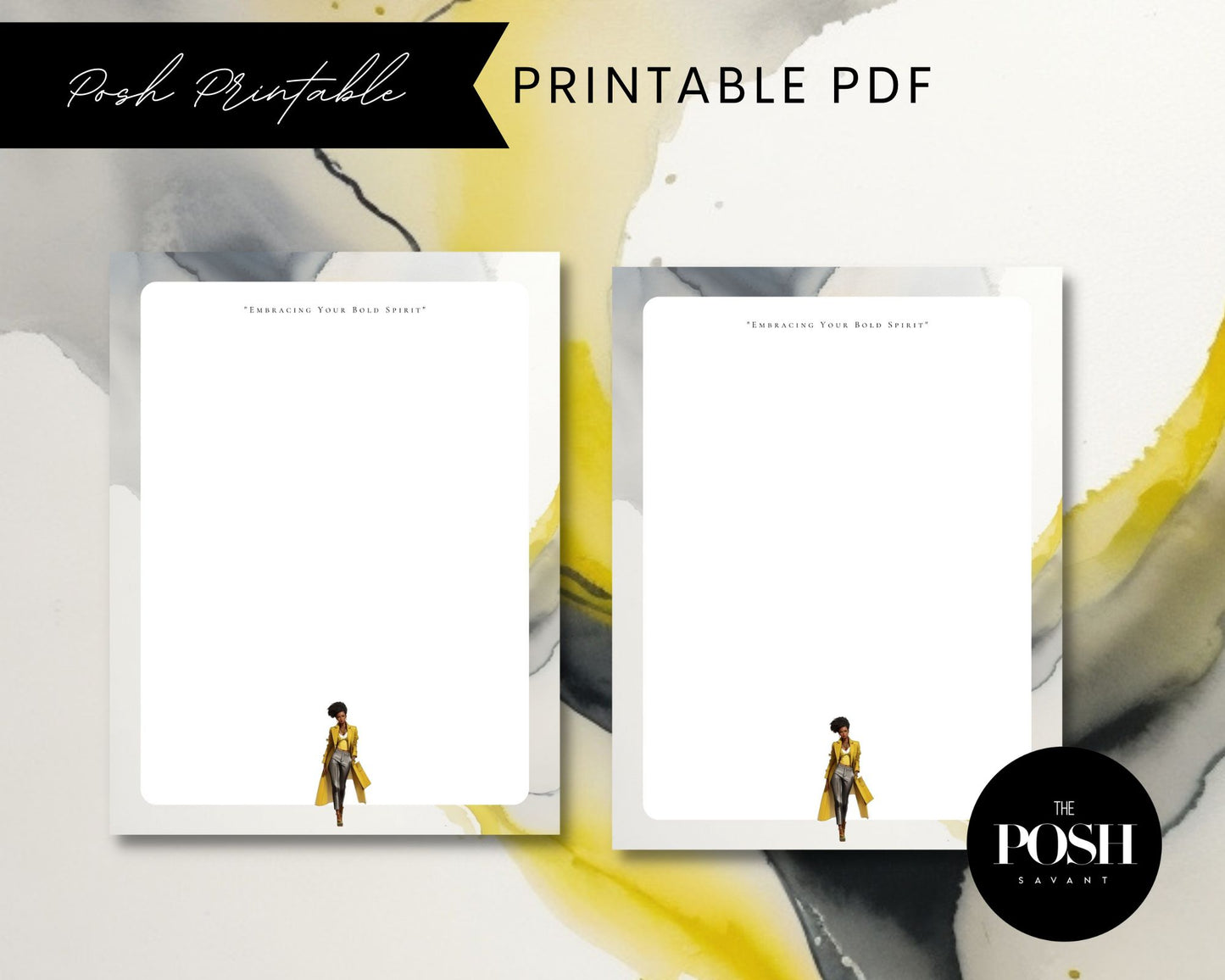 T00131 Bold Woman Stationary Design - Posh Printable (Notes & Unlined Sheet)