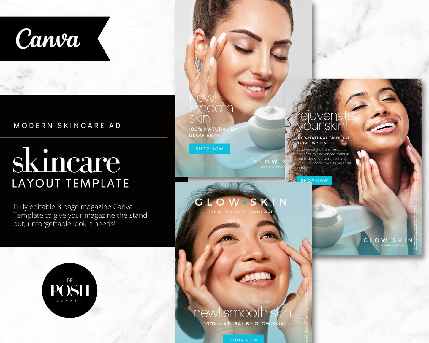T00122 Modern Skincare Ad Kit - Email/Flyer - Minimalist High End Marketing