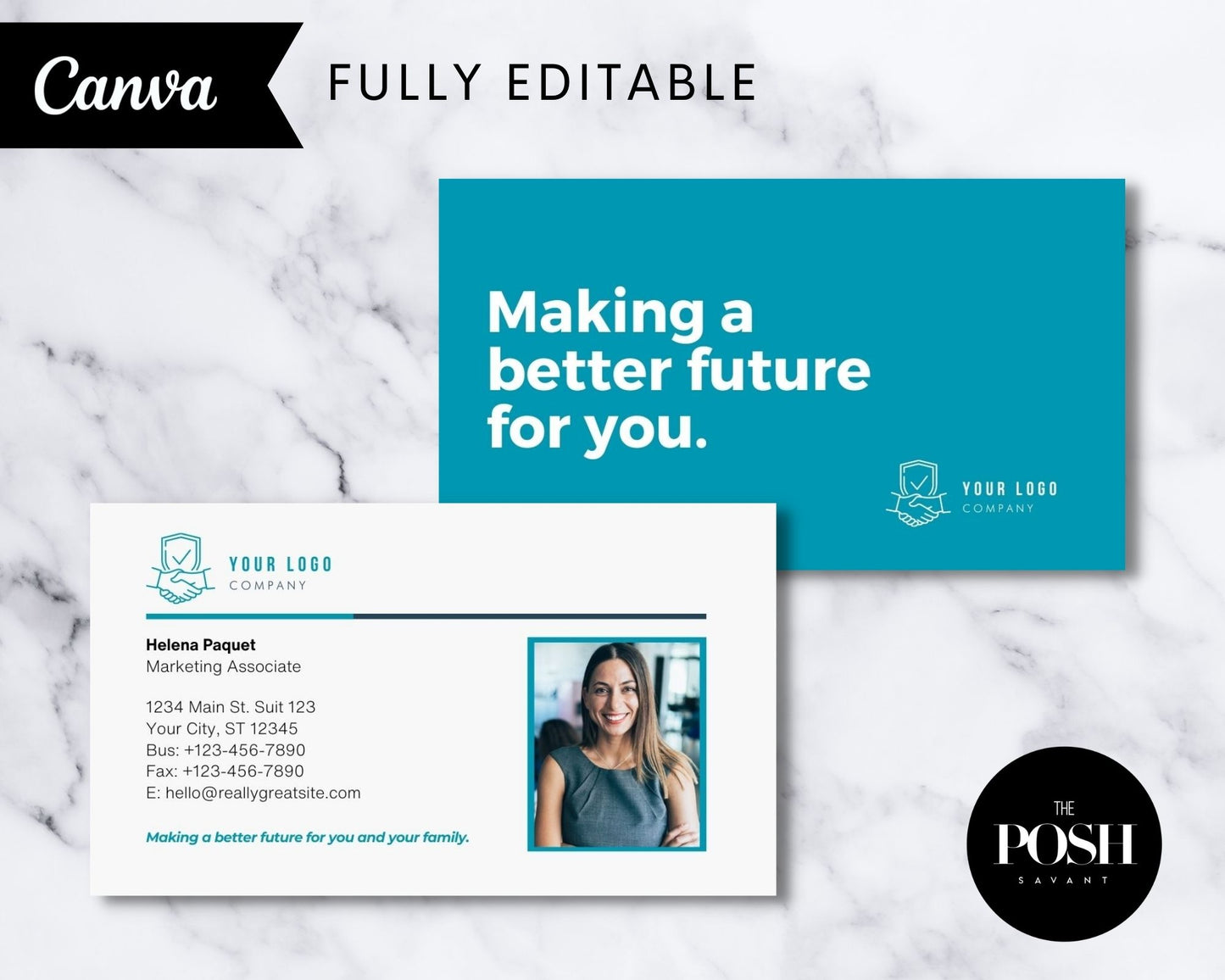 T00116 Insurance Business Card Template- Modern Real EstateTemplate