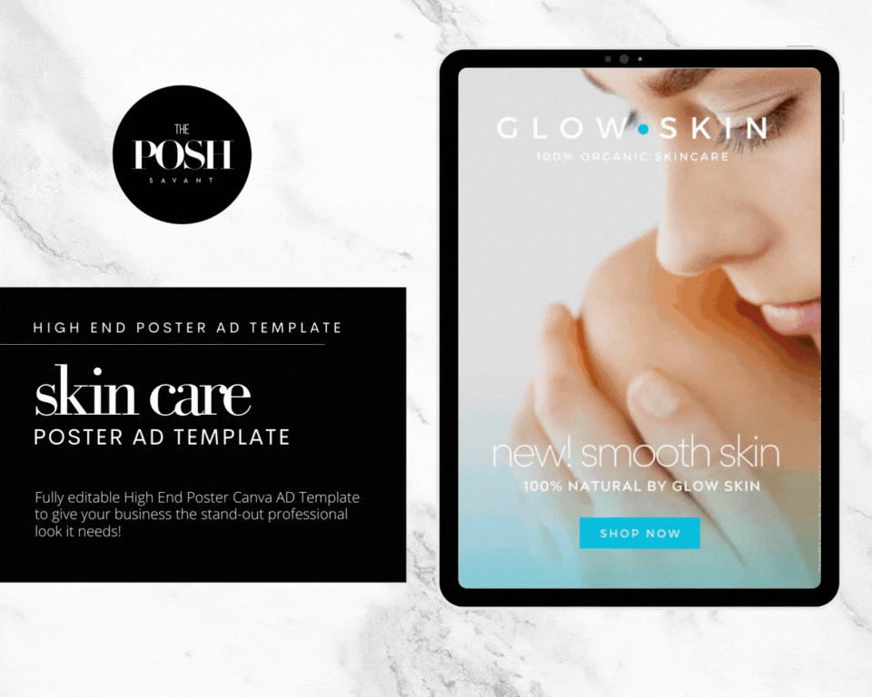 T00123 Modern Skincare Video Ad 1- GIF/ Video/Flyer Ad - Minimalist High End Marketing