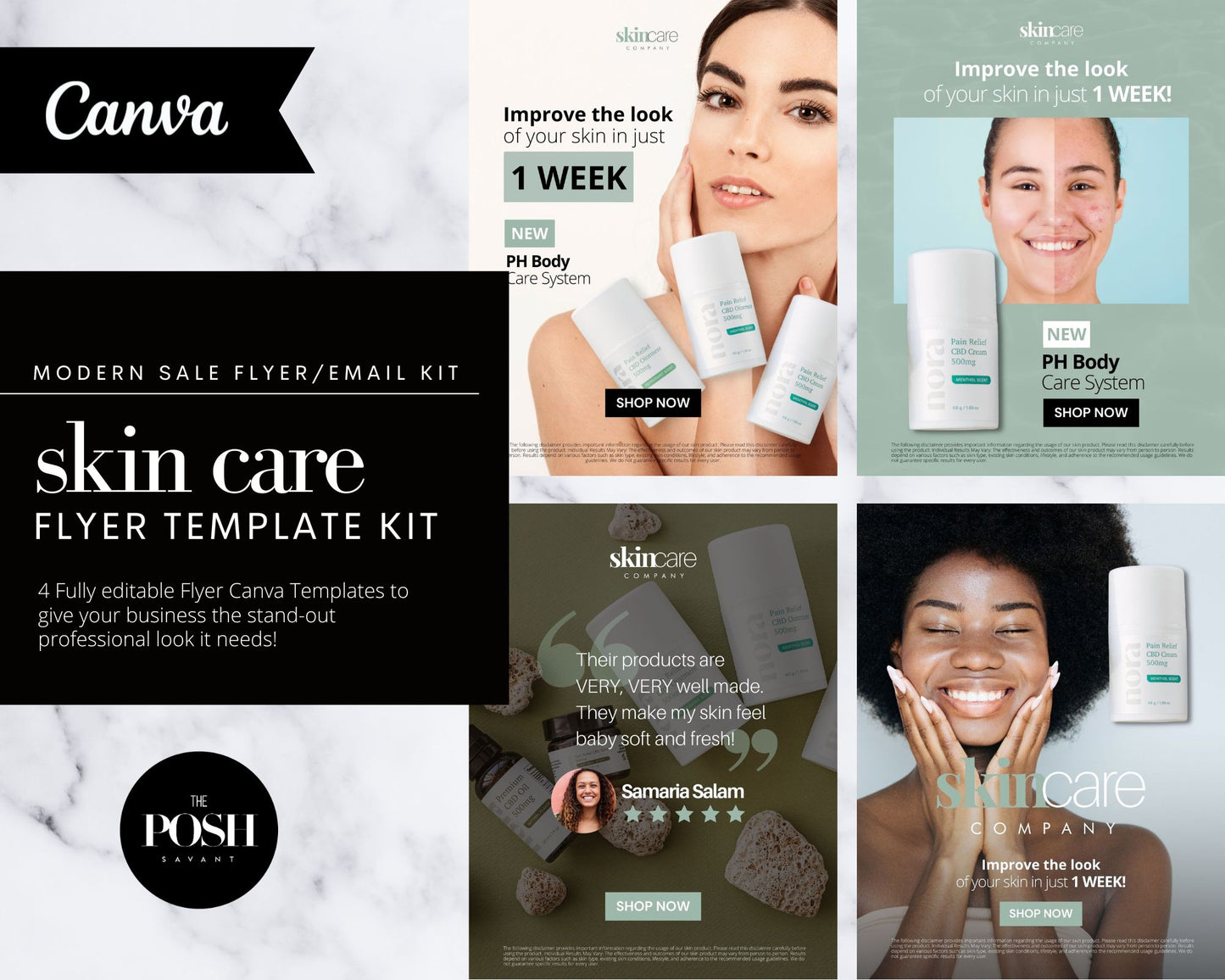 T00097 Skincare Ad Kit - Email/Flyer - Minimalist High End Marketing