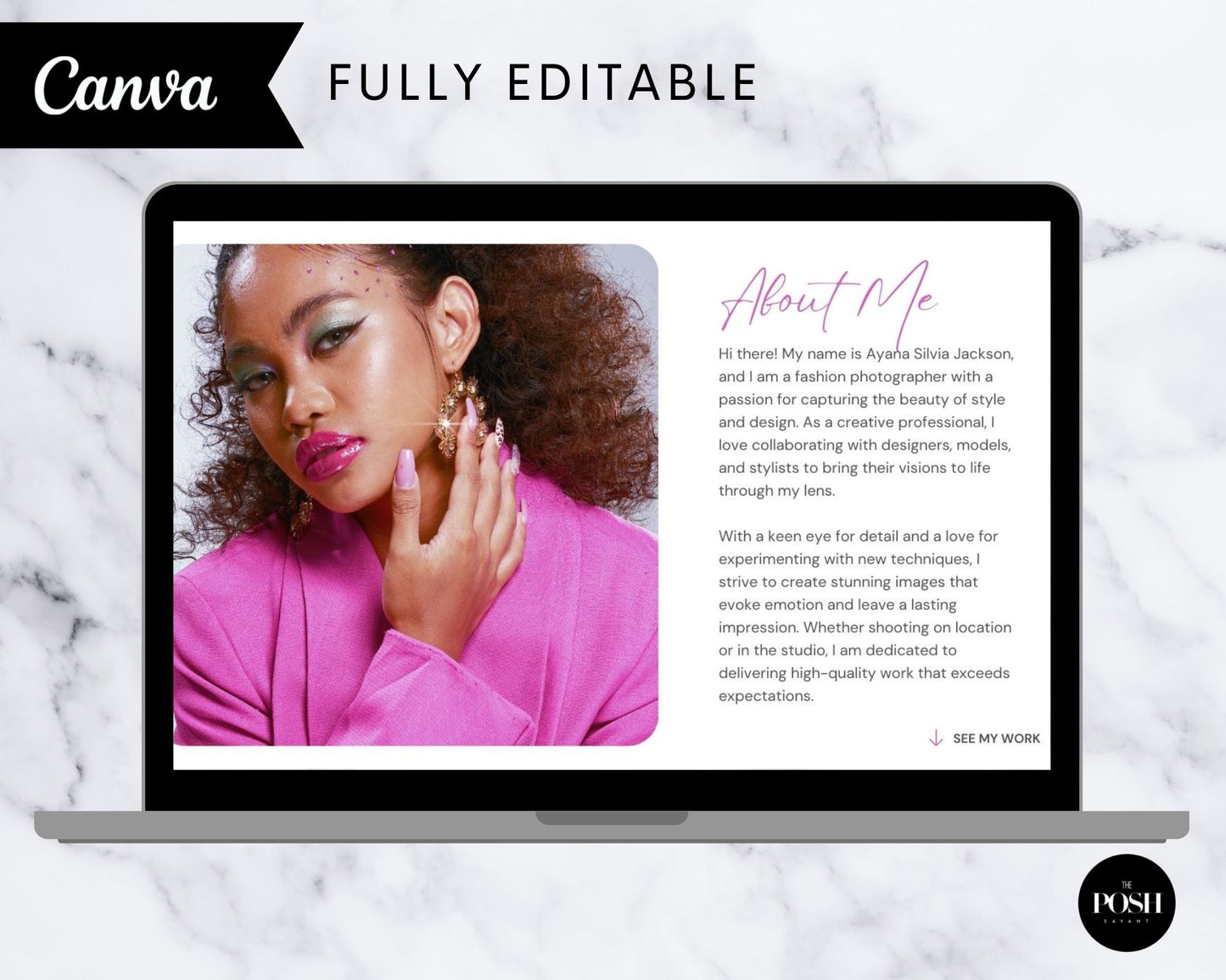 T00058 Chic Personal Website Template - Minimalist Website