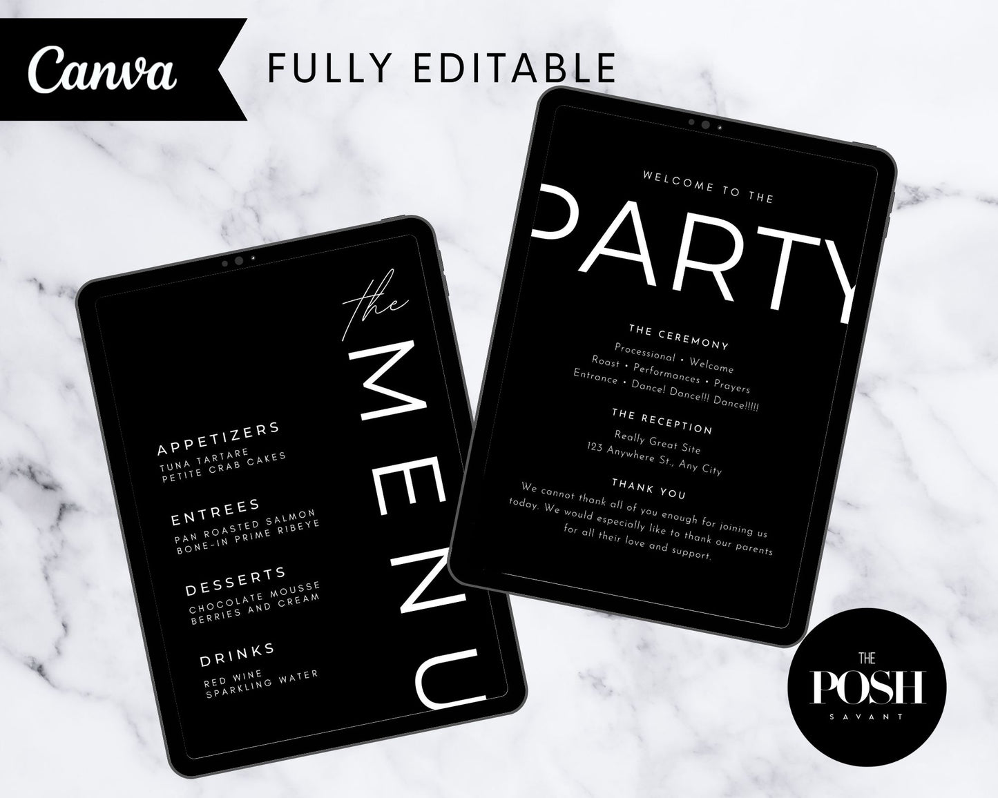 T00039 Chic Party Kit Print Templates - Minimalist Black Chic Event Print  Template