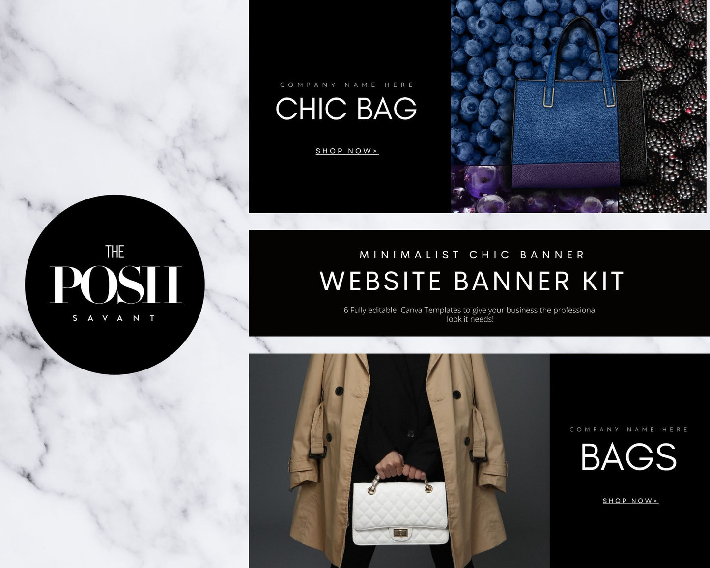 T00055 Chic Fashion Website Banner Templates - Minimalist Banner