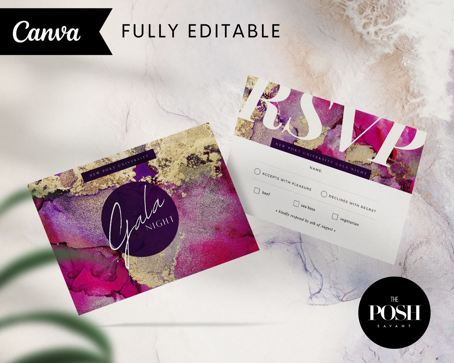 Modern Gala Night RSVP Card Print Template