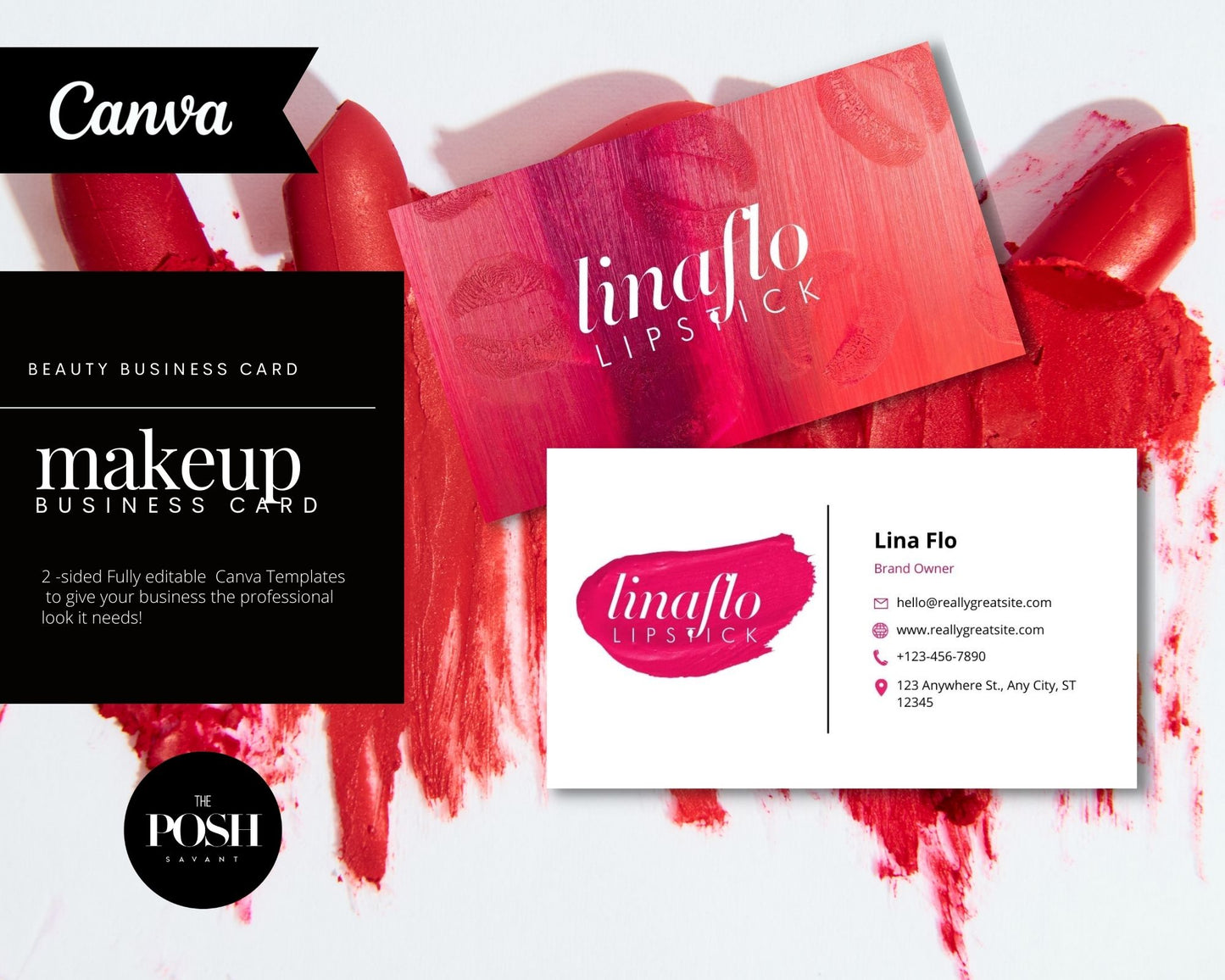 T00083 Makeup Company Business Card Templates - Modern Template