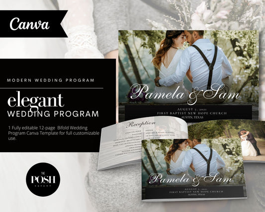 T00076 Wedding Program Templates - Elegant Wedding Party