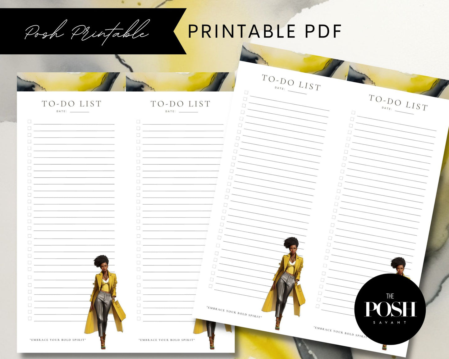 T00133 Bold Woman Stationary Design - Posh Printable (To-do List & Notes)