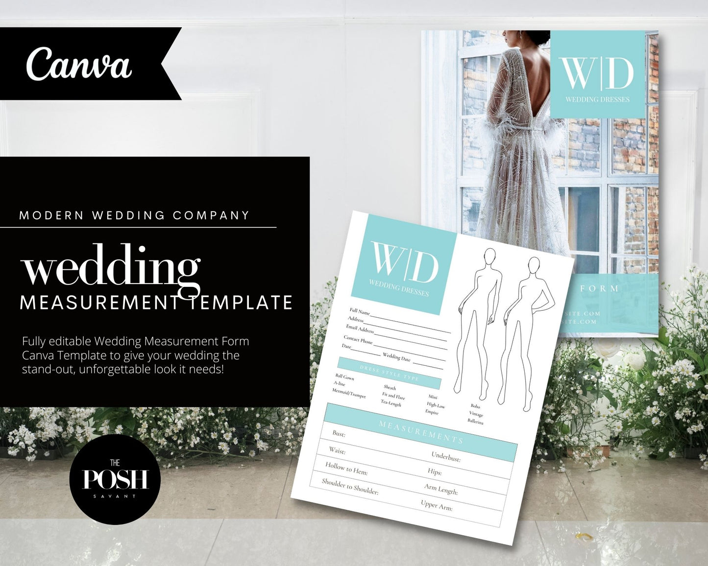 T00111 Wedding Company Measurement Form Templates - Modern Template