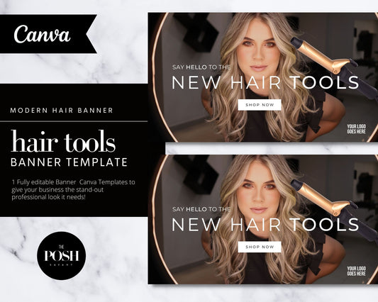 T00075 High End Hair Tools Banner Template - Minimalist Design