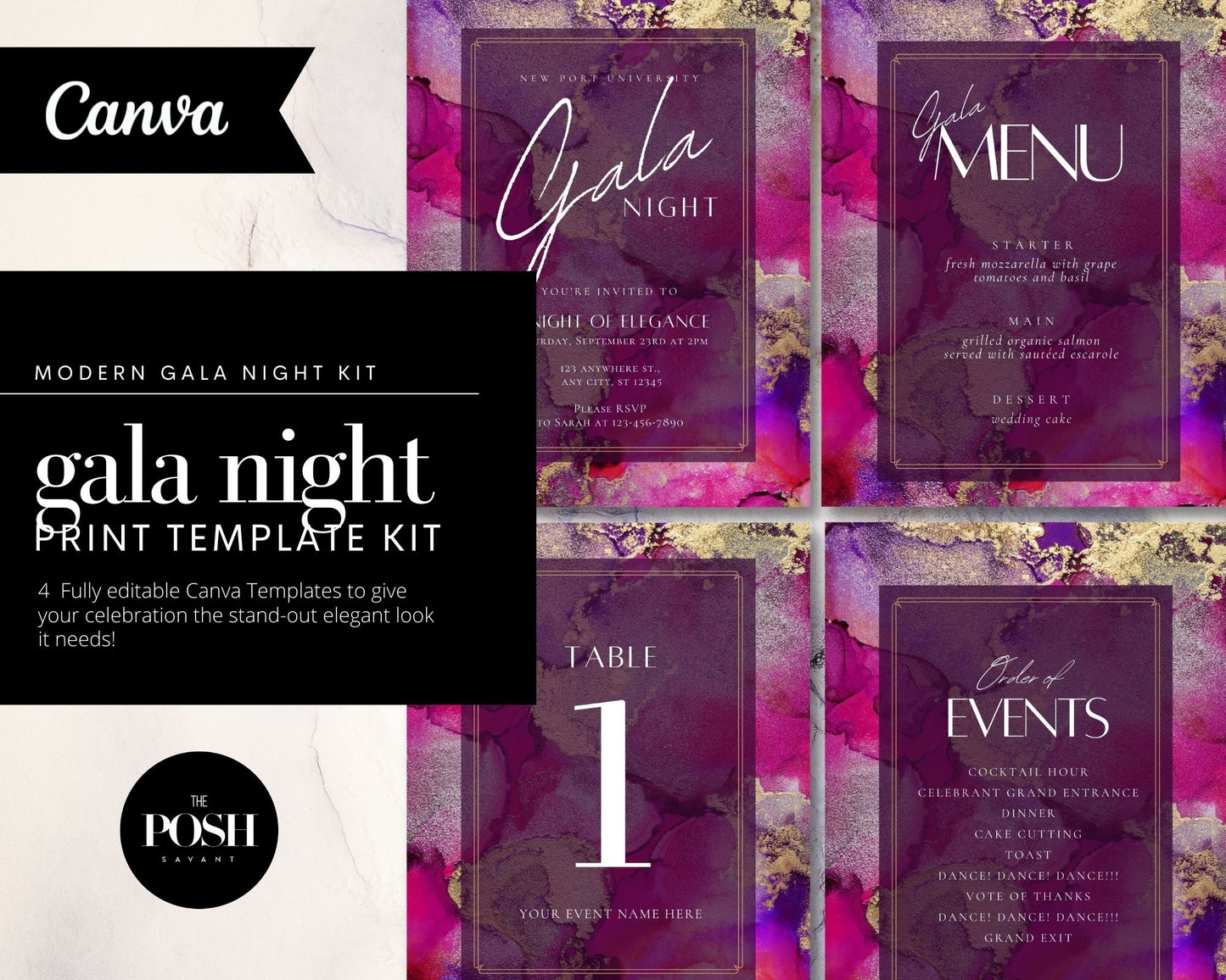 Minimalist Chic Gala Night Kit Print Templates