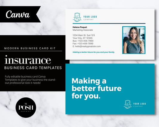 T00116 Insurance Business Card Template- Modern Real EstateTemplate