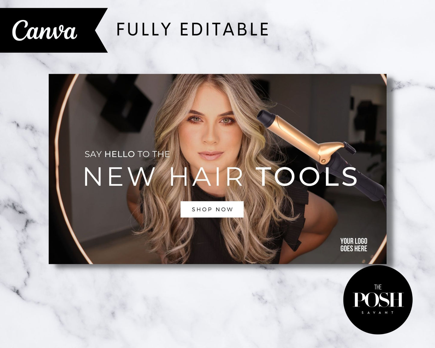 T00075 High End Hair Tools Banner Template - Minimalist Design