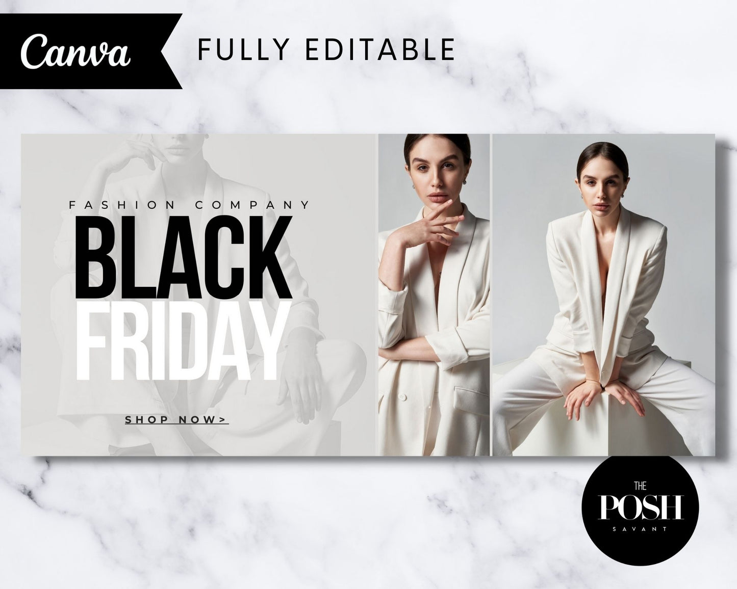 T00079 Chic Black Friday Banner Template - Minimalist Design