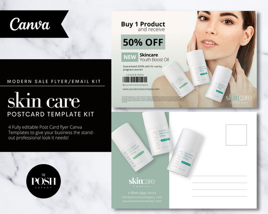 T00098 Skincare Flyer Postcard Kit - Modern Template