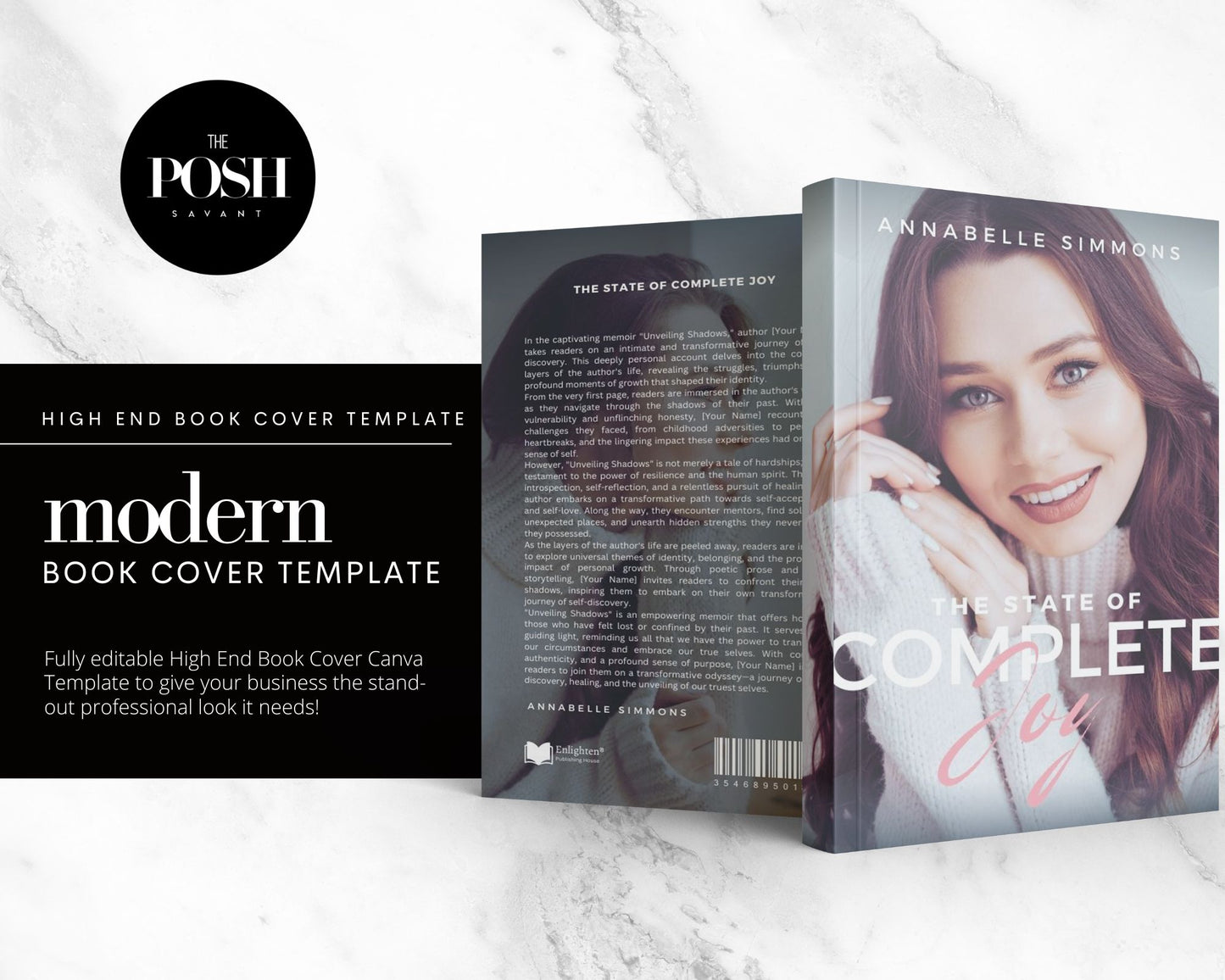 T00109 Modern Book Cover Template - Front & Back