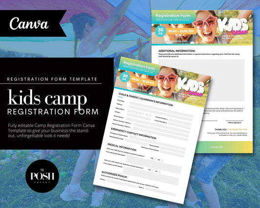 T00105 Kids Camp Registration Form Template