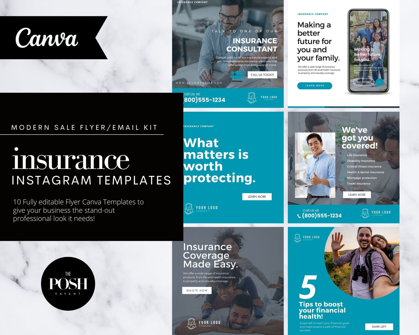 T00117 Insurance Social Media Template- Modern Real EstateTemplate