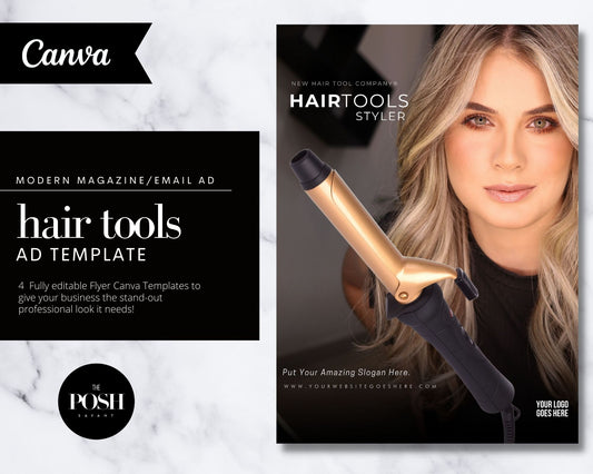 T00074 High End Hair Tools Ad Template - Minimalist Design