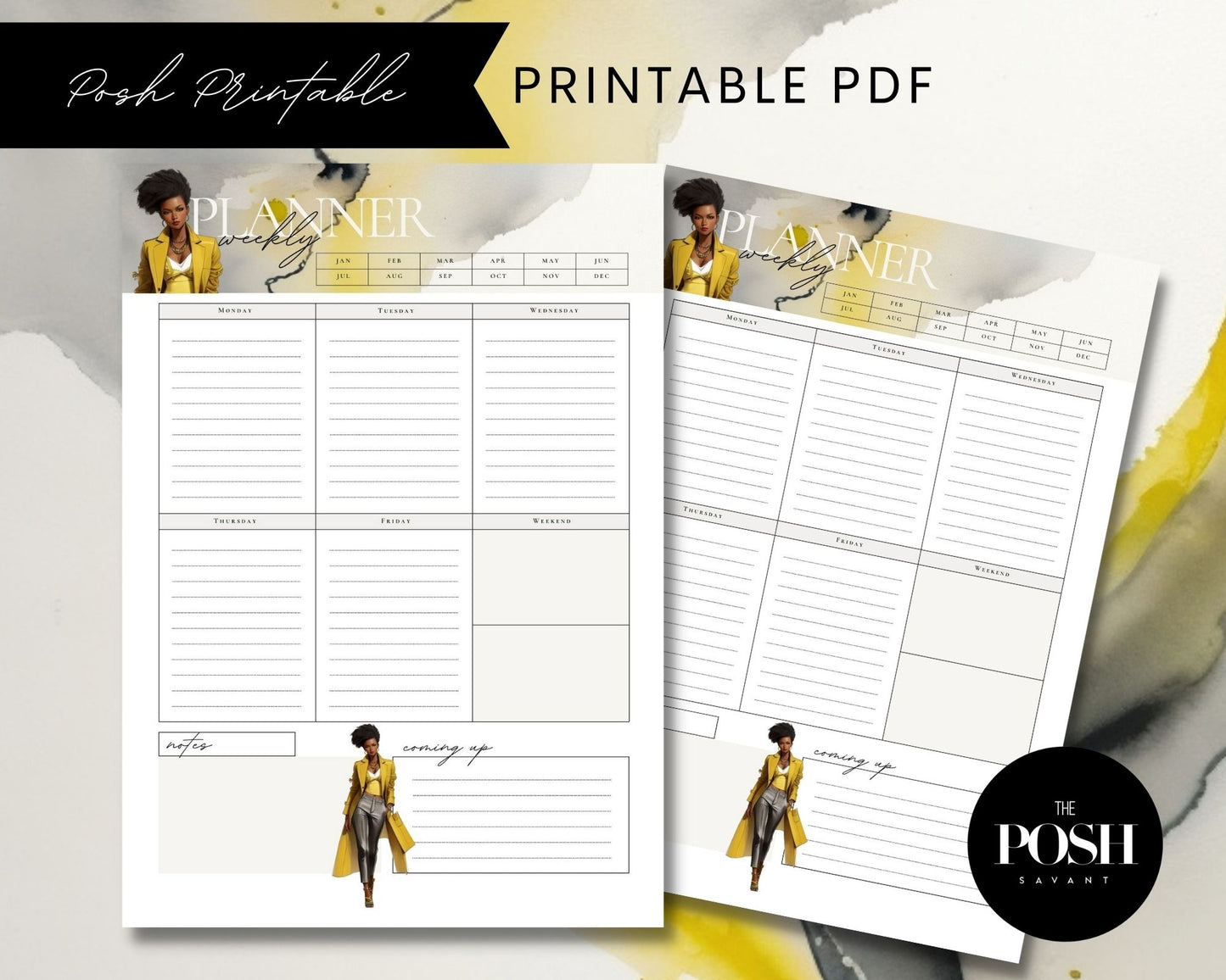 T00132 Bold Woman Stationary Design - Posh Printable (Weekly Planner)