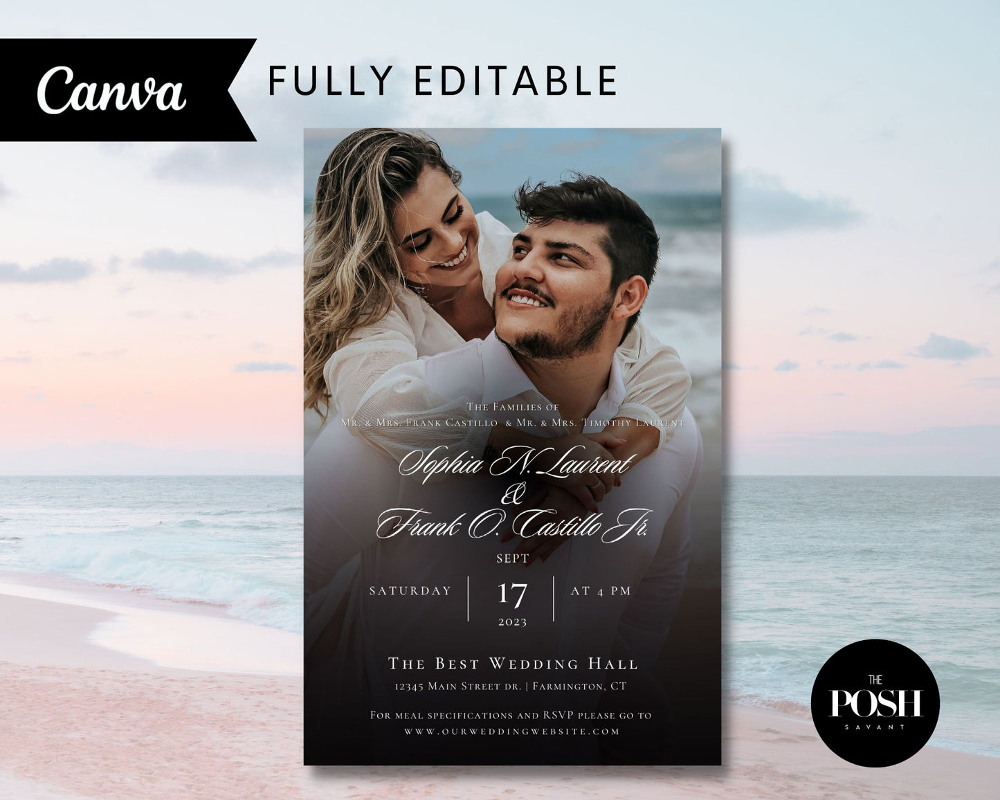 T00053 Chic Wedding Invitation Templates - Minimalist Wedding Invitation Canva Templ