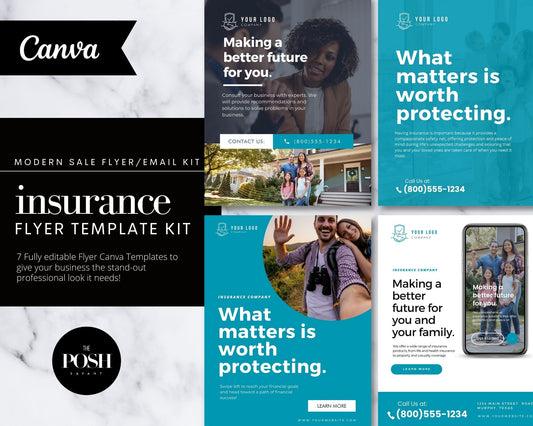 T00119 Insurance Ad Kit - Email/Flyer  - Minimalist High End Marketing