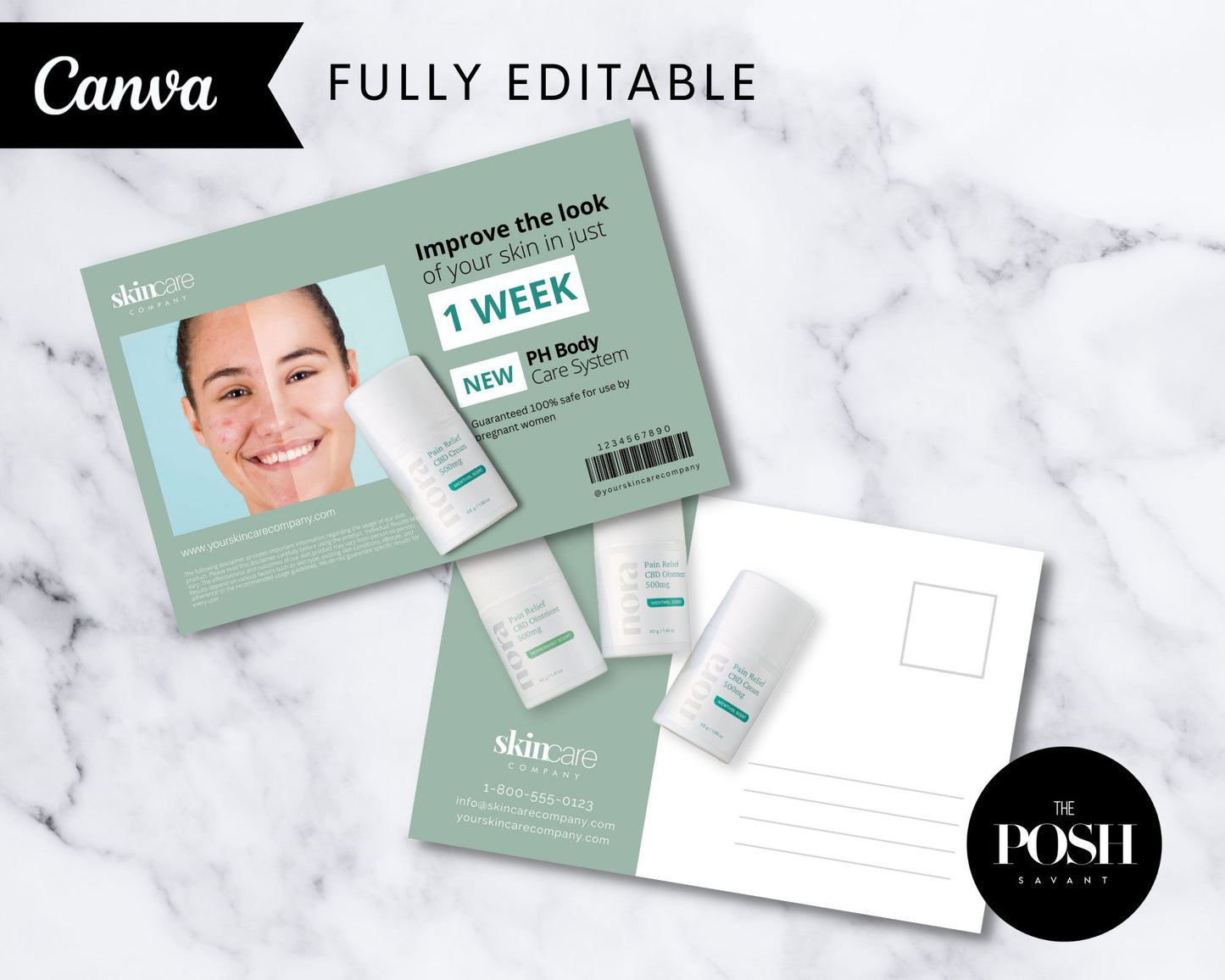 T00098 Skincare Flyer Postcard Kit - Modern Template