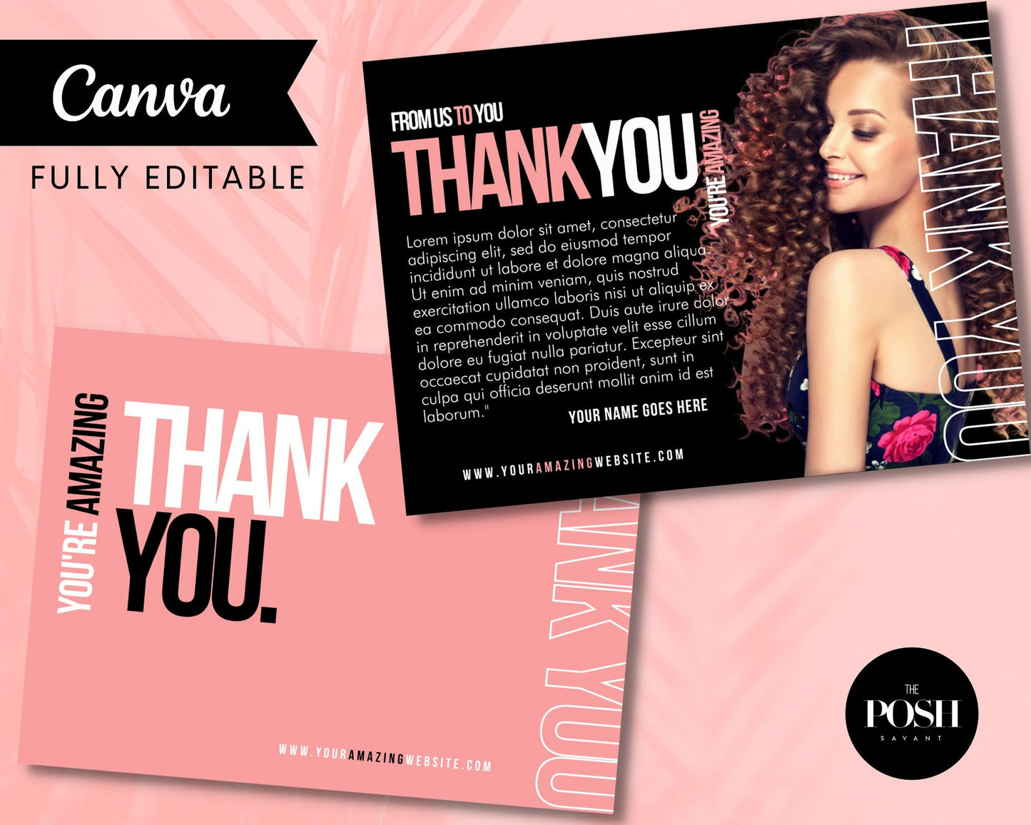 T00038 Beauty Thank You Card Templates - Minimalist Marketing Template