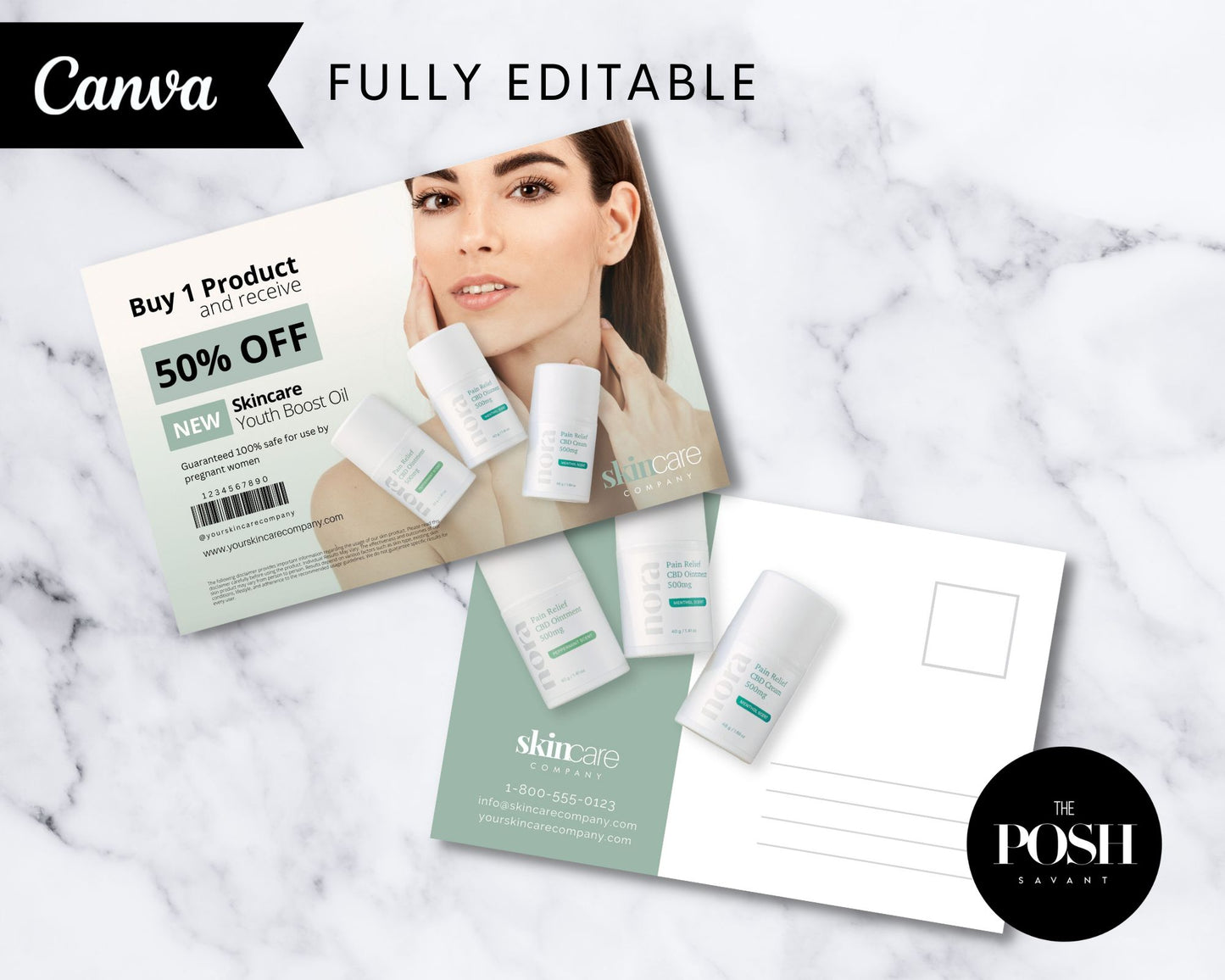 T00098 Skincare Flyer Postcard Kit - Modern Template