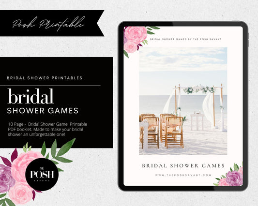 T00134 Posh Printables - 10 Page PDF - Bridal Shower Game Printable booklet.