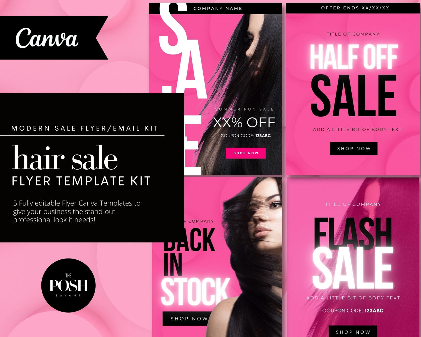 4 - Minimalist Hair SALE Flyer/Email Templates