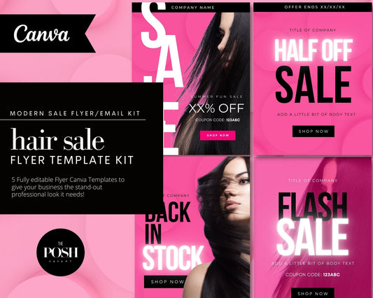 4 - Minimalist Hair SALE Flyer/Email Templates