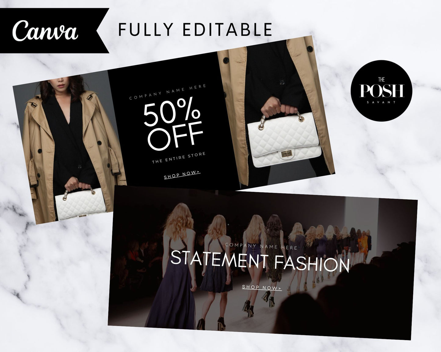 T00055 Chic Fashion Website Banner Templates - Minimalist Banner