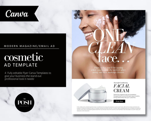 T00028 High End Cosmetic Email/Magazine Ad Template - Minimalist High End Marketing