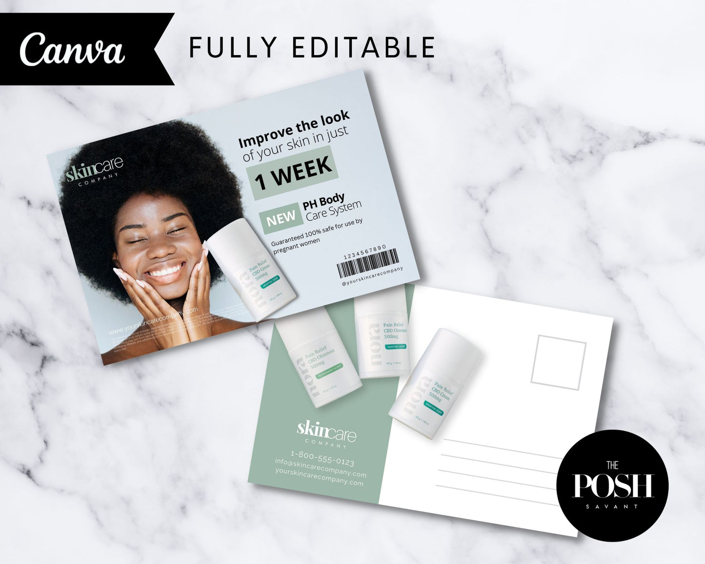 T00098 Skincare Flyer Postcard Kit - Modern Template