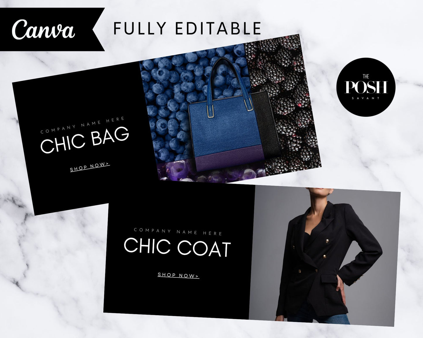 T00055 Chic Fashion Website Banner Templates - Minimalist Banner