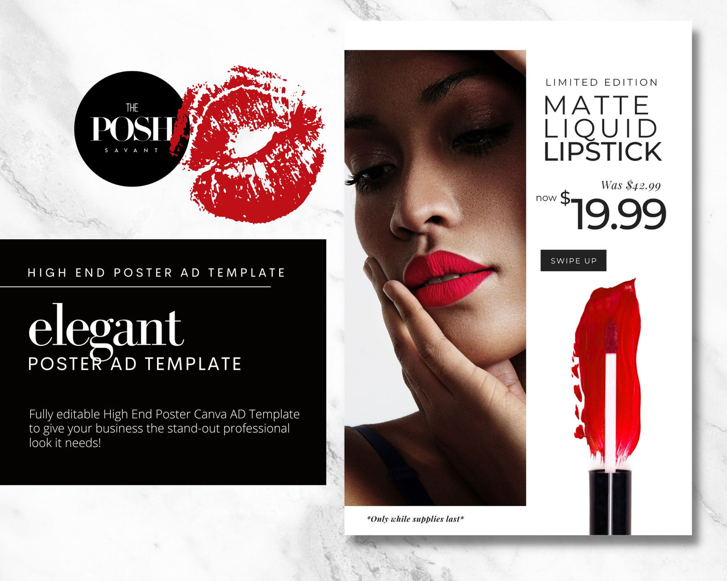 T00049 High End Beauty Poster Template - Minimalist High End Marketing