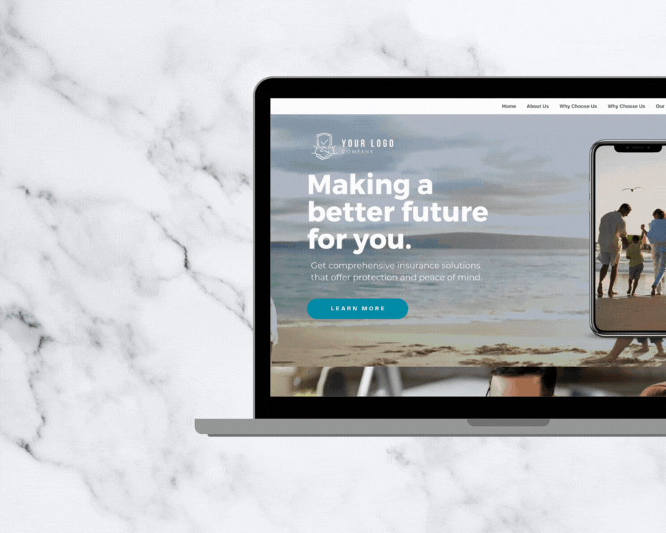 T00115 Insurance Website Template - Minimalist Website