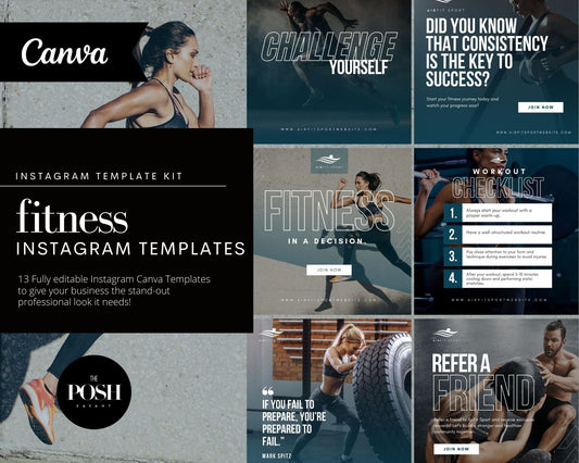 T00126 Fitness Social Media Kit - Modern High End Marketing