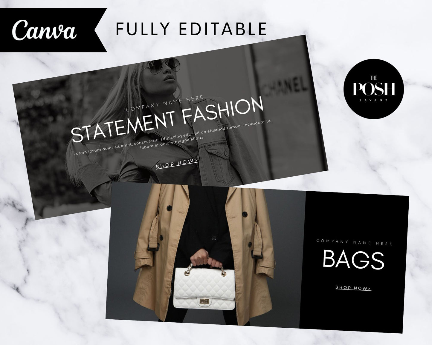 T00055 Chic Fashion Website Banner Templates - Minimalist Banner