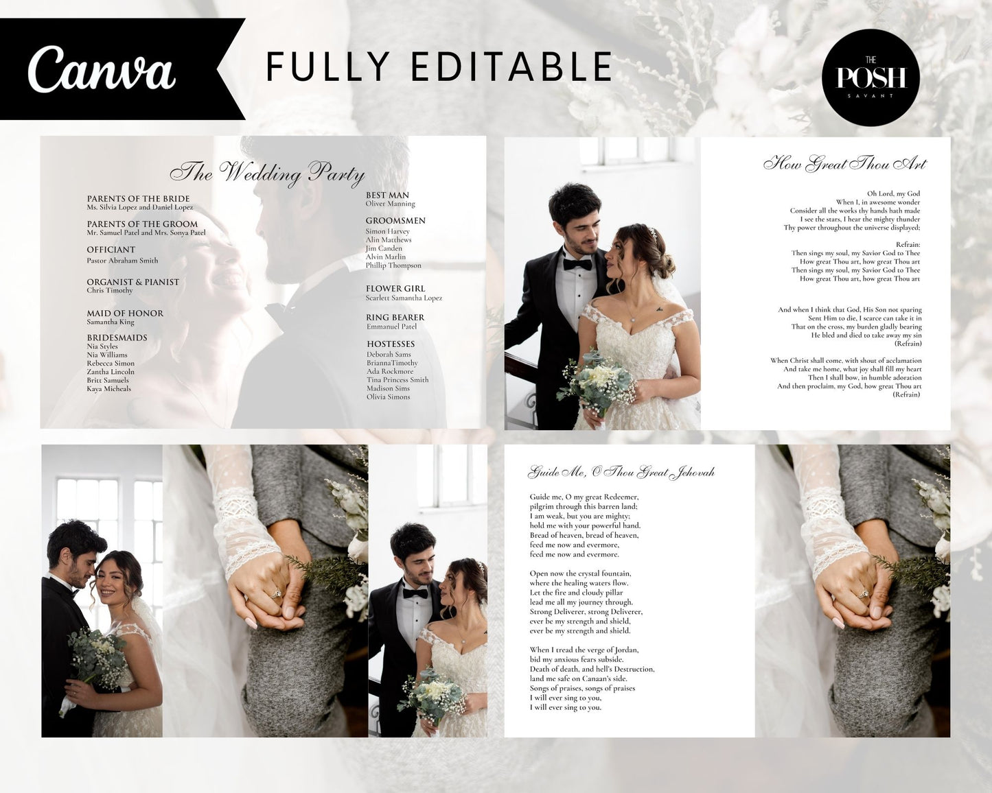 T00076 Wedding Program Templates - Elegant Wedding Party